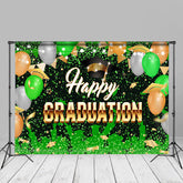 Aperturee - Green Balloon Hat Flag Happy Grad Photo Backdrop
